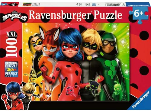 Ravensburger Puzzle Ladybug auf Mission - 100 XXL Teile Puzzle ab 6 | 100 Teile Puzzle, Kinderpuzzle ab 6 Jahre, Ravensburger Qualität