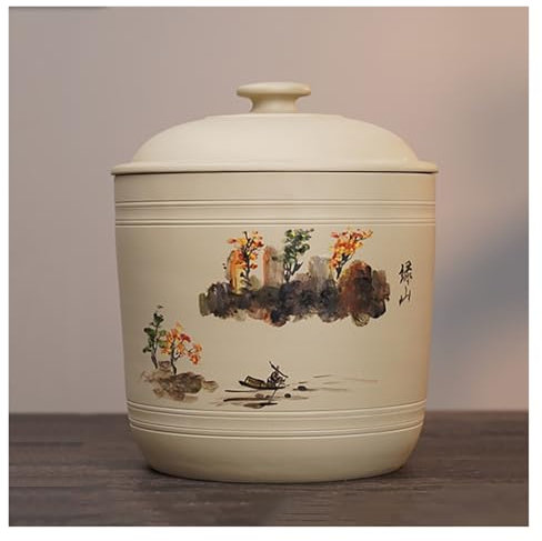 BYJSJY Rice & Grain Storage Container, Rice Cylinder With Lid Airtight Bulk Food Storage, Ceramic Jar For Rice, Rice Grain Dispenser Ceramic, For Flour/Coffee/Nuts/Tea(20KG)