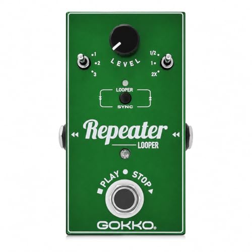 GOKKO REPEATER Looper Pedal GK-27 - Pedale Looper per chitarra con annullamento/ripetizione, 10 minuti di loop, True Bypass e facile sovrascrittura per performance dal vivo e pratica