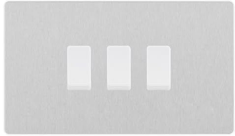 BG Evolve Brushed Steel 3 Gang Custom Grid Light Switch Double Format