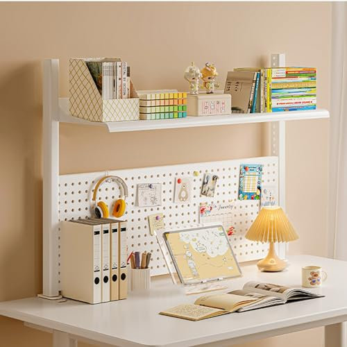 Desk Organizer Shelf Clamp on Extension Storage Unit for Small Desk Pegboard Design Above Desktop Side Table 31.5 * 7.8 * 26in Ideal for Office and Home Use