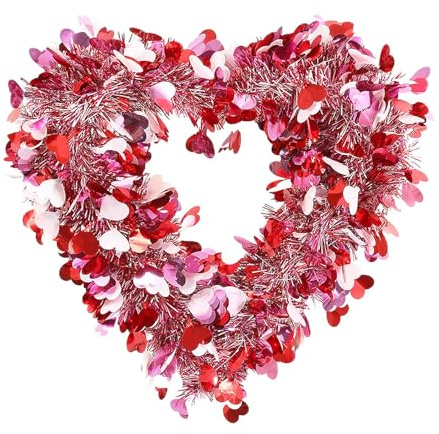 Corona di cuori per San - Decorazione per porte romantiche, corona rossa cuori | Decorazione da parete per appendere ghirlanda porta d'ingresso, decorazione per feste, ghirlanda d