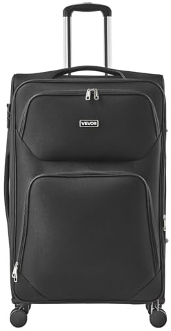 VEVOR Maleta Blanda Expandible con Ruedas Giratorias, Maleta Grande para Facturar 71 cm, Ligera, con Bolsillo Expandible con Cremallera y Candado TSA, Duradero, Color Negro, 505 x 340 x 820 mm