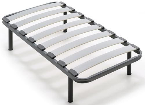 habithor - Somier Reforzado de Alta Resistencia | Acabado Grafito | Estructura de Acero 40x30 mm | Patas Cilíndricas Incluidas | Altura Final 37 cm | Medida: 90x190 cm | Fabricación Española