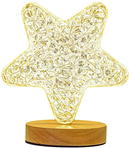 Gatuida Kreative Nachtlampe Sternen Dekorationsleuchte aus Ps und Holz | USB Mädchenzimmer Dekorationslampe, Dimmbare Helligkeit, Vielseitig Einsetzbar