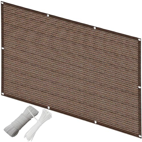 Weatherproof Balcony 0.3x1m, Opaque Wind & UV Protection, No Drilling Installation, Eyelets & Nylon Ties Included, Ideal Balcony Cladding, Brown