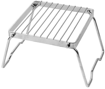 Hosoncovy Folding Campfire Grill Grate, Pot Rack Stainless Steel Foldable Grill Stove Stand Ultralight, Charcoal Grate Cooking, Campfire Stand Portable Grid for Camping Hiking BBQ Fishing (S)