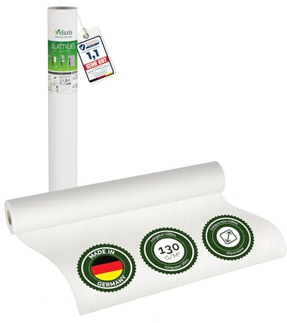 Veluxis® Vlies mural Premium – toile lisse recouvrable, anti-fissures et stable, idéale comme sous-couche avant peinture (blanc, 25,00 m x 1,00 m – 130 g/m²)