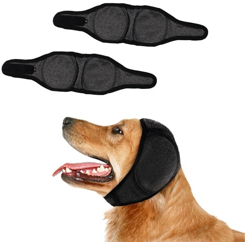 Lot de 2 cache-oreilles réglables pour chiens, protection contre le bruit, gris, L | Protection auditive pour animaux de compagnie pour le toilettage et le séchage de force