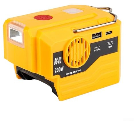 Générateur onduleur de puissance 200 W avec adaptateur de batterie pour Bosch et Dewalt pour modèles bl1830 BL1840 DCB200 DCB203 offrant une conversion d'alimentation CC en CA fiable (DW-120 V)