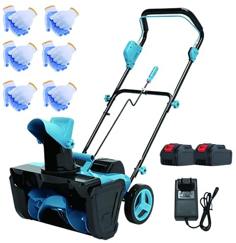 Cordless Snow Blower – Battery-Powered Snow Thrower with 2 × 4.0Ah Batteries, 56cm Clearing Width, 7.6m Throwing Distance, Adjustable 180° Chute for Driveways & Walkways