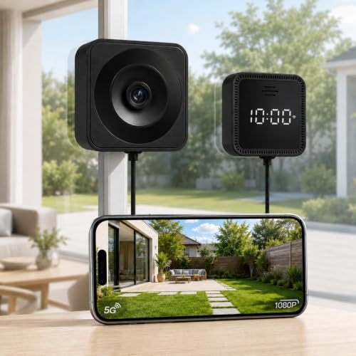 GartWerk Window Camera, 1080P HD 2.4/5GHz WiFi Smart Security Camera, Full-Color Night Vision, Human Detection, 2-Way Audio, 24/7 Recording, Magnetic Mount & Anti-Glare for Looking Outside and Inside