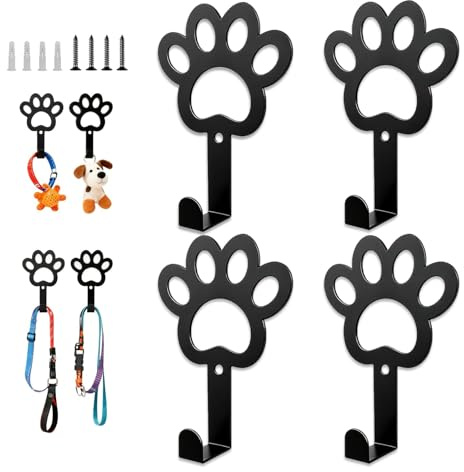 Vauki Juego de 4 percheros para perros, percheros para perros, ganchos con tornillos para soporte de pared, perchero para perros y llaves, ganchos decorativos para baño, cocina, dormitorio