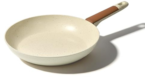 MSMK 24cm Cream Ceramic Non-Stick Frying Pan | All Hobs Compatible, PTFE PFOA PFAS Free, Heat-Resistant Handle, Extra Tough Coating