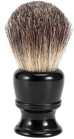 Generic Pennello da Barba con Setole di Tasso Ad Alta densità, Manico in Resina Nera, Schiuma Ricca e Cremosa, Ideale per la Rasatura a Umido, L'esfoliazione del Viso, il Massaggio e la