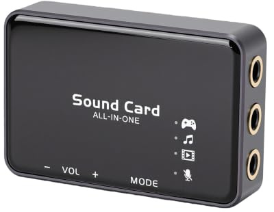 Bewinner 7.1 USB Surroundljudkort för PC-spelmusik | Aluminiumlegering USB A extern ljudkort, 192kHz 32bit DAC virtuell surroundljud