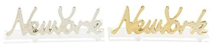 Deco 79 und Acryl New York Dekoschild (Set von 2), Silber/Gold/Transparent, 5,1 cm D x 22,9 cm B x 7,6 cm H
