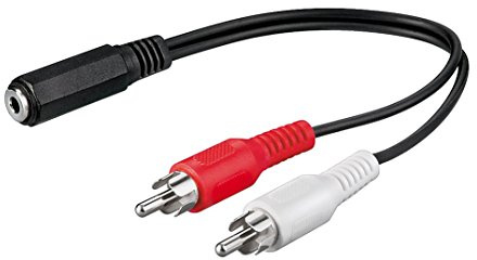 Ljudadapter | 20 cm | 3,5 mm jack till 2 x RCA-kontakt | Stereo Y-adapter RCA anslutare kinesisk laptop surfplatta smartphone | Svart