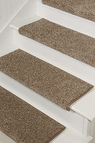 Oak Valley Designs™ Rounded Bullnose Carpet Stair Treads - Anti Slip Indoor Stair Mats for Wooden Stairs, Style: Stoney Brook, Dove 31 W X 9.75 D (Set of 14)