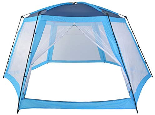 yorten Poolzelt Poolpartyzelt Pooldach Gartenpavillon Aufstellpools Partyzelt Stoff mit PA-Beschichtung Blau 590 x 520 x 250 cm (L x B x H)