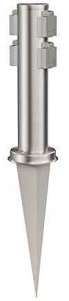 ledscom.de Garten-Steckdosen-Säule PORU mit Erdspieß für außen, 4-Fach, Edelstahl, rund, 38cm