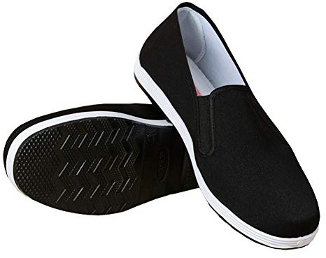 Pantoufles de Style Chinois Kung Fu Arts Martiaux Chaussures de Tai Chi Semelle en Caoutchouc Unisexe Noir Taille EU 35