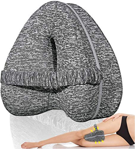 Cozy BoSpin knee pillow Leg | Memory Foam Wedge Pillow | Leg Pillows for Sleeping,Leg Pain, Knees Pain, Joints Pain & Pregnancy Bed Leg Cushion for Side Sleepers (Gray)