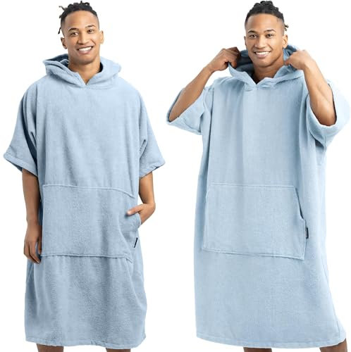 HOMELEVEL Badeponcho Damen und Herren - Surf Poncho aus 100% Baumwolle - Tuch für Erwachsene - Unisex Bademantel - Badetuch mit Kapuze