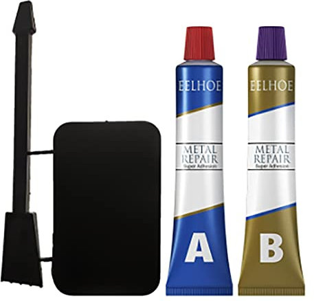 Garage-Pro Colla Metallo Liquido Bicomponente per Riparazione del Metallo, 2 Bottiglie Trasparenti Resistenti All'Acqua