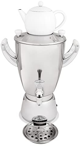 SAWOA Samovar Premium Samorai 1 White - Bouilloire électrique - 5 litres - Réservoir d'eau à double paroi - Acier inoxydable de qualité supérieure - Gastro & Privé
