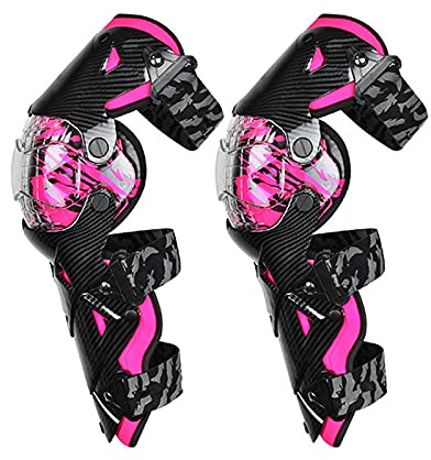 VOMI Ginocchiere Cross Donna, Nero Rosa, Protezione del Giunto Adulti Ginocchio Moto Ajustable Flessibili Parastinchi Protettori per Ginocchia per MTB Enduro ATV Motocross Mountain Bike