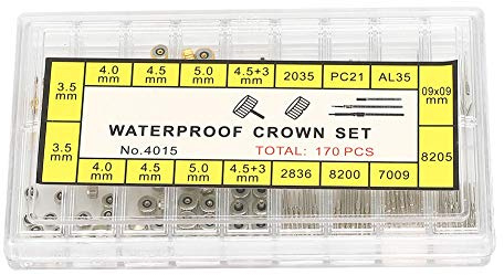 Tiiyee Watch Crown Set, Stainless Steel Watch Repair Tool Kit