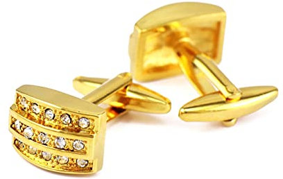 Skcess Edle Manschettenknöpfe Gold, Manschettenknöpfe Herren Rechteckiger Zirkonia Manschettenknöpfe Kupfer Geschenke für Herren Und Damen