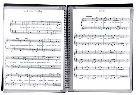 Notenordner A4 Chormappe Veränderbar Notenmappe Aufklappbar Notenblätter für Violine Gitarre Klavier Musikordner Wasserdicht Präsentationsmappe 60 Seiten Konzert Chorfolder für Musiker Band