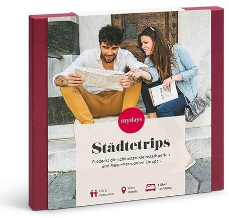 mydays Geschenkbox Städtetrips | Reisegutschein für 2 Personen, inkl. 1 Übernachtung und Frühstück, über 60 Orte
