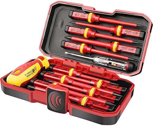Kafei 13 Pièces Vde Isolé Tournevis Set -V Haute Tension 1000 V Magnétique Fente Torx Tournevis Main Outils Rouge & Jaune