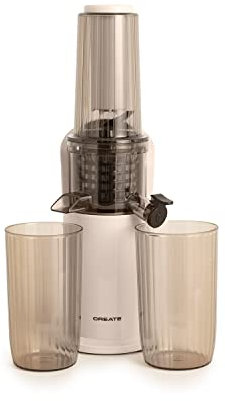 CREATE/JUICER SLOW MINI/Licuadora de extracción lenta blanco roto/Función reverse, tamaño compacto, fácil de limpiar, doble salida, motor DC de 150W