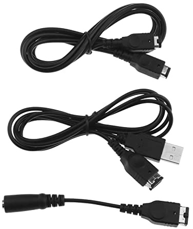 YINETTECH Set di 3 cavi GBA SP compatibili con Nintendo Game Boy Advance SP, include cavo di ricarica USB e cavo di collegamento per 2 giocatori e adattatore per cuffie cavo jack da 3,5 mm
