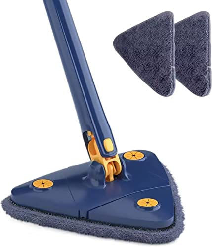Mopas de Limpieza Suelos Ajustable, Trapeador Limpieza Triangular, Fregona Escurridor Automatico Giratorio de 360 Grados, Mopa Magica con 2 Almohadillas Reutilizables, Fregonas Automaticas