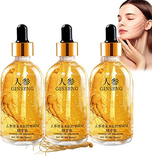 Ginseng-Polypeptid-Anti-Aging-Essenz, Ginseng-Gold-Polypeptid-Anti-Aging-Essenz, Ginseng-Anti-Falten-Essenz, Ginseng-Anti-Aging-Serum, geeignet für alle Hauttypen (3 Stück)