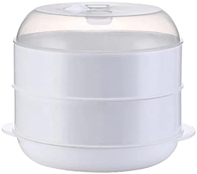 Generic Microwave Steamer Heating Steamer, Round, Double Layer, Food Grade, Stackable, Easy to Use, Modern Style, Plastic, Perfect for Steaming Buns, Dumplings, Vegetables