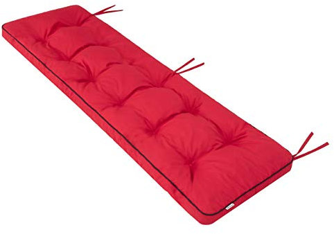 Bankauflage für Gartenbank, Polsterauflage, Sitzkissen, Bankkissen, Bankpolster mit 8 cm Dicke Polsterung, Auflage für Bänke, Made in EU - 180x50 cm - rot