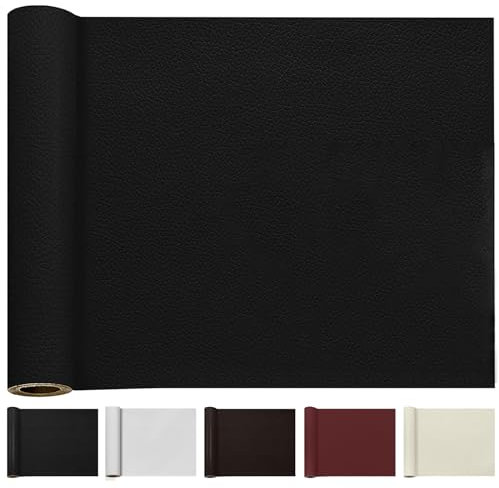 TOJUNE Kunstleder Selbstklebend 40 X 200 cm, Meterware Selbstklebende Leder Patch Reparaturset für Sofas, Möbel Reparatur, Küchenschränke, Autositze (Schwarz)