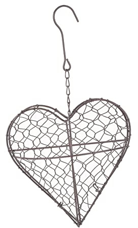 OFFSCH Portavaso da Parete a Forma di Cuore in Ferro Marrone, Cestino Sospeso Pratico e Facile da Esporre, Decorazione Chic per ed Esterno