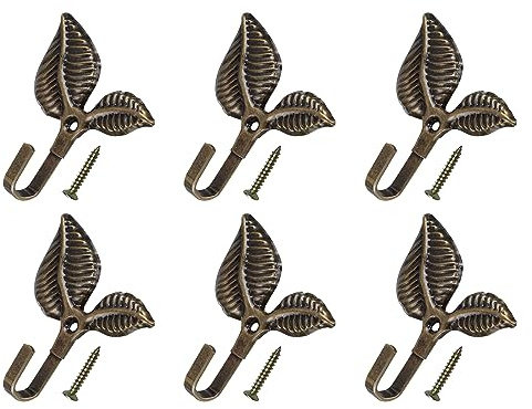 METALLIXITY Ganchos para Cortinas (75mm/3) 6Pcs, Soporte para Cortinas Montado En Pared De Metal Porta Borlas - para Cortinas Y Drapería De Hogar, Tono Bronce