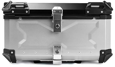 CcacHe Bauletto Scooter Alluminio Top Case Baule da Moto 65L 80L 100L Impermeabile Valigia Bauletti per Moto Quad Motorbike Motocicletta, con Schienale Morbido (Color : d'Argento, Size : 80L)