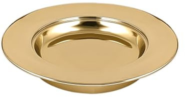 Mayur Exports Articles de communion | Assiette à pain en acier inoxydable doré pour églises | Assiette de service pour pain et gaufrettes de communion | Fournitures de communion – Finition dorée