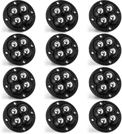 suchkawe 12 Pcs Mini Swivel Caster Wheels Self-Adhesive Universal Pulley Castors Stainless Steel Roller Wheels for Trash Cans, Storage Boxes, Small Furniture