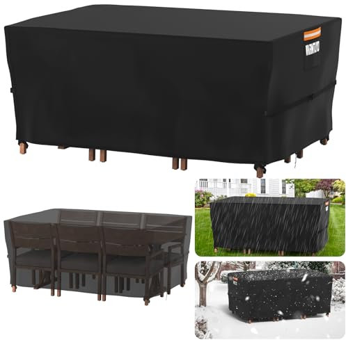 WARMTUYO Abdeckung Gartenmöbel Winterfest, Gartenmöbel Abdeckung Wasserdicht Schutzhülle Anti-UV 420D Oxford Gewebe Abdeckplane Gartenmöbel für Gartentische Terrassenmöbel Outdoor-Tisch 200x160x74cm