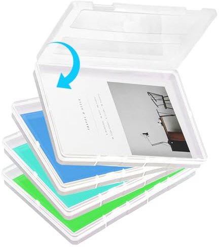 TOATELU A4 Bärbar Arkivlåda, 4 Stycken för Dokument, Brev, Klippböcker - Transparent Organisatörlåda för Förvaring av Skolmaterial och Kontorsdokument (31,5 x 22 x 2,2 cm)